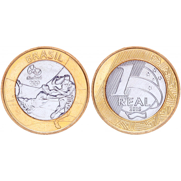 Бразилия 1 Реал 2015 год UNC KM# 707 Регби-7 XXXI летние Олимпийские Игры 2016 года Рио
