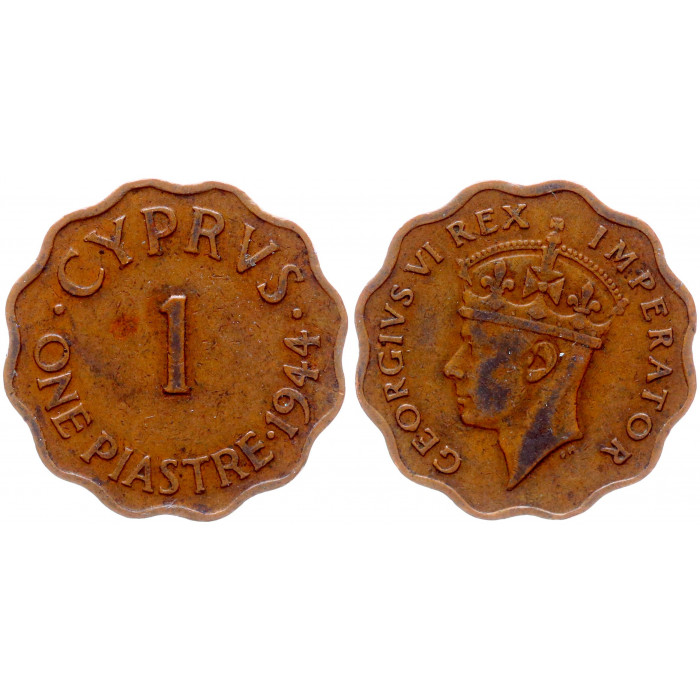 Кипр 1 Пистр 1944 год XF KM# 23a Георг VI