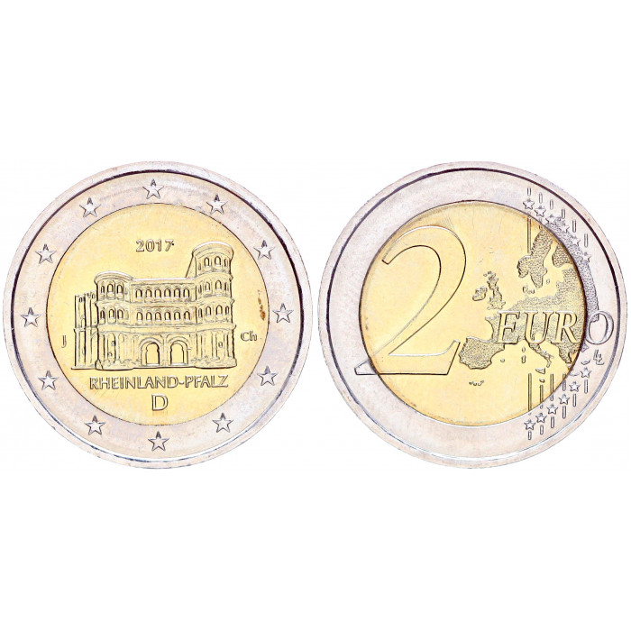 Германия ФРГ 2 Евро 2017 D год UNC KM# 356 Рейнланд-Пфальц Биметалл