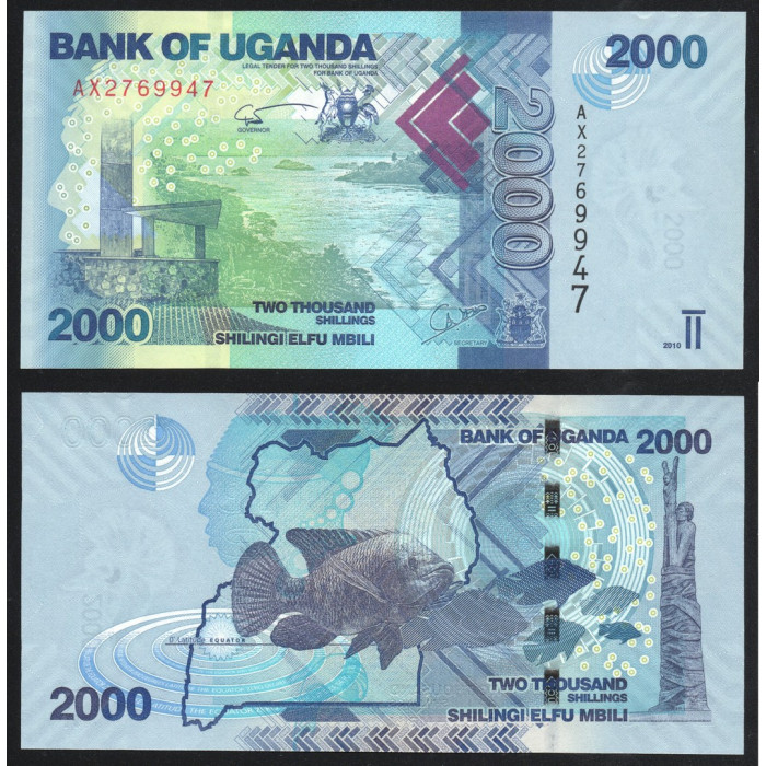 Уганда 2000 Шиллингов 2010 год UNC ПРЕСС P# 50a