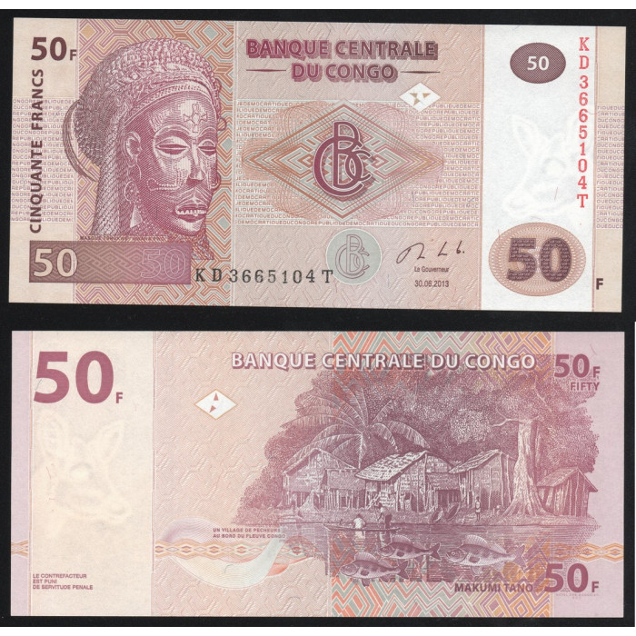 Конго 50 Франков 2013 год UNC ПРЕСС P# 97Аa.1