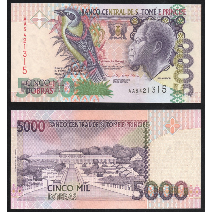 Сан-Томе и Принсипи 5000 Добрас 2004 год UNC ПРЕСС P# 65c