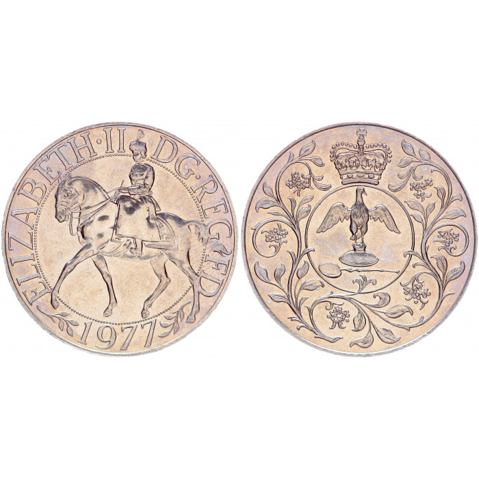 Великобритания 25 Пенсов 1977 год UNC KM# 920 Серебряный юбилей царствования Елизавета II В оригинальной упаковке