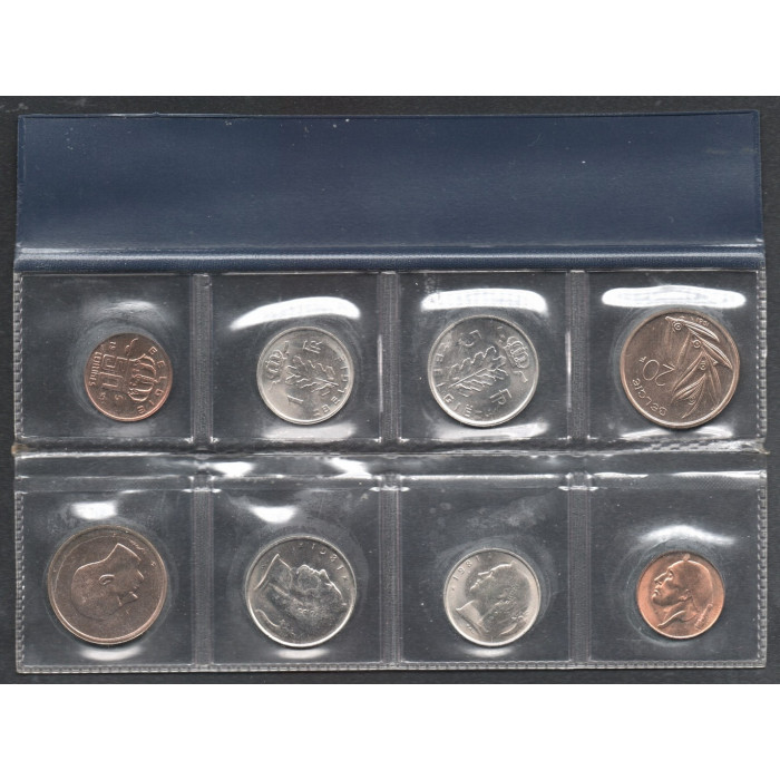 Бельгия Набор 50 Сентим 1 5 20 Франков 1981 год UNC WCC# ss17 Belgique & Belgie Блистер Годовой набор Редкость