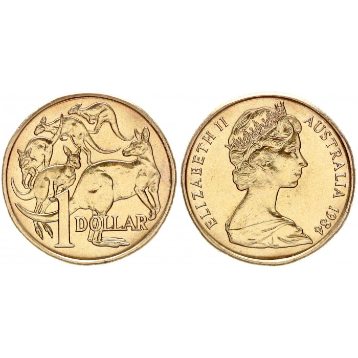 Австралия 1 Доллар 1984 год UNC KM# 77 Фауна Кенгуру Елизавета II