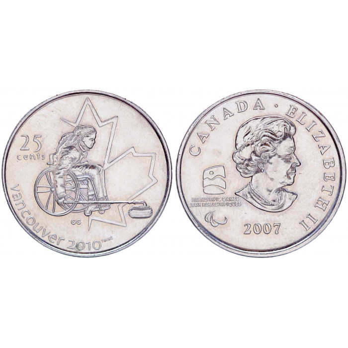 Канада 25 Центов 2007 год UNC KM# 684 Кёрлинг на колясках X Зимние Паралимпийские игры Ванкувер 2010