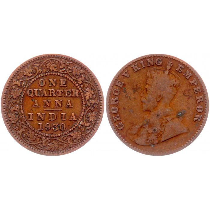 Британская Индия 1/4 Анны 1930 год VF KM# 512 Император Георг V
