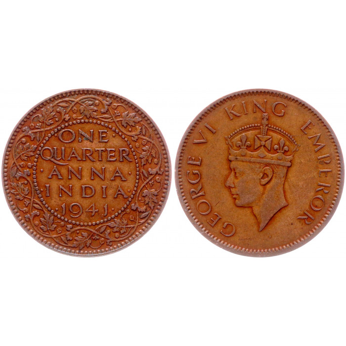 Британская Индия 1/4 Анны 1941 год VF KM# 531 Император Георг VI