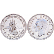 ЮАР 5 Шиллингов 1952 год Серебро AUNC -UNC KM# 41 300-летие основания Кейптауна Британский Доминион Георг VI