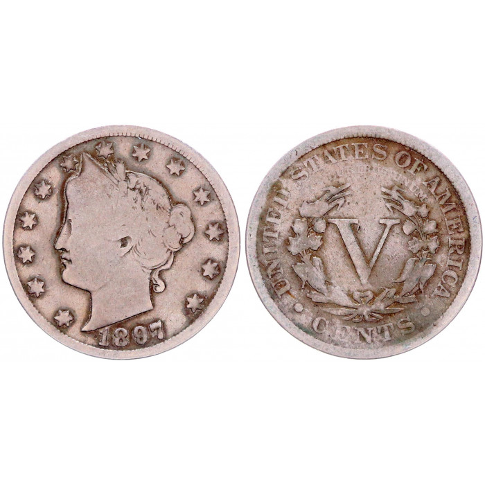 США 5 Центов 1897 год VF KM# 112 LIBERTY NIKEL