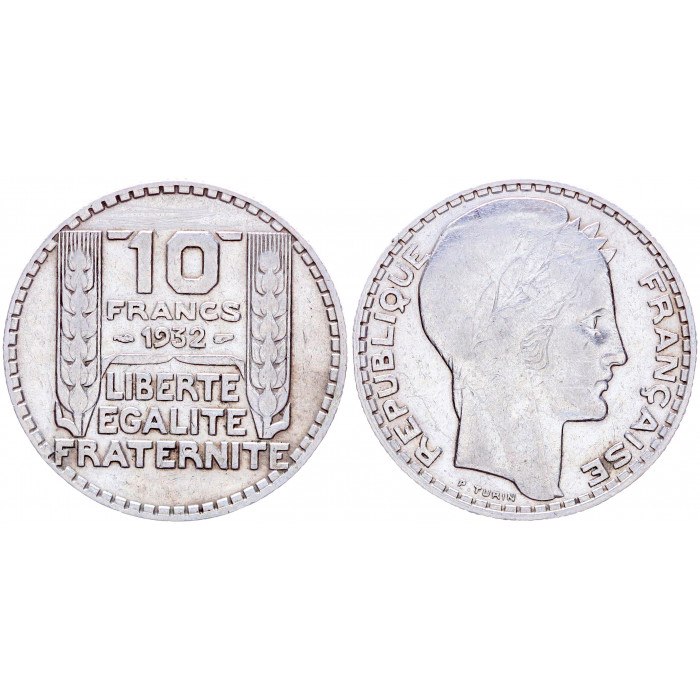 Франция 10 Франков 1932 год Серебро XF KM# 878 Свобода Tретья Республика