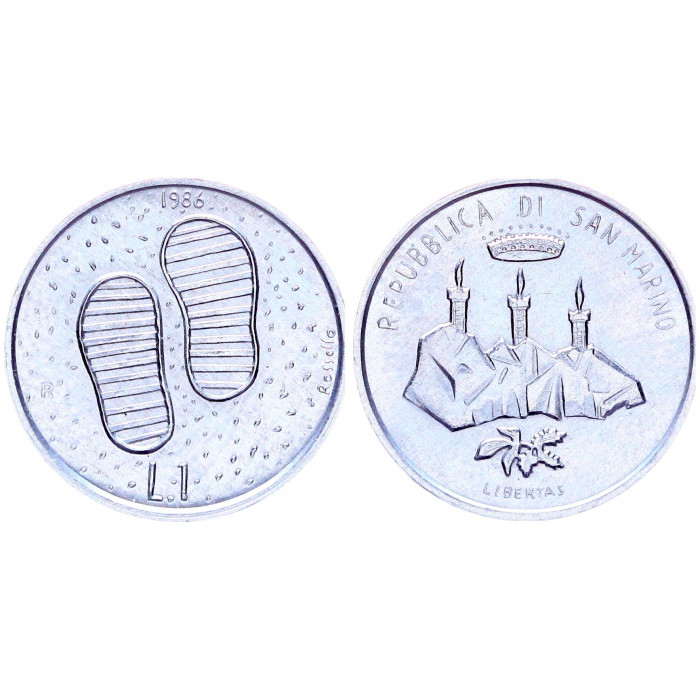 Сан-Марино 1 Лира 1986 R год UNC KM# 187 Эволюция технологий. Редкость !