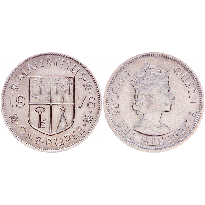 Маврикий 1 Рупия 1978 год XF KM# 35.1 Елизавета II