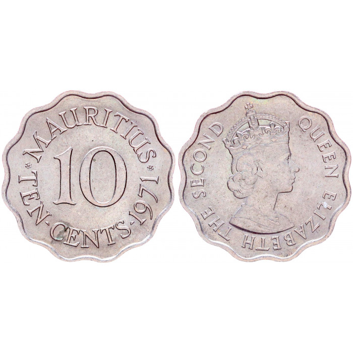 Маврикий 10 Центов 1971 год XF KM# 33 Елизавета II