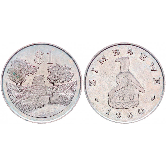 Зимбабве 1 Доллар 1980 год XF KM# 6 Орлан-крикун