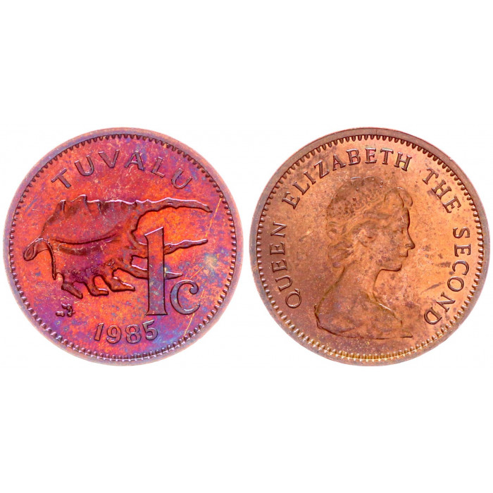 Тувалу 1 Цент 1985 год UNC KM# 1 Подагрический лямбис Елизавета II Редкость !