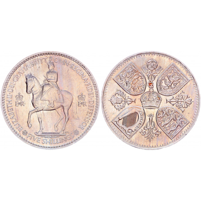 Великобритания 5 Шиллингов 1953 год UNC KM# 894 Коронация королевы Елизаветы II