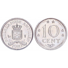 Нидерландские Антильские Острова 10 Центов 1980 год UNC KM# 10 Королева Беатрикс
