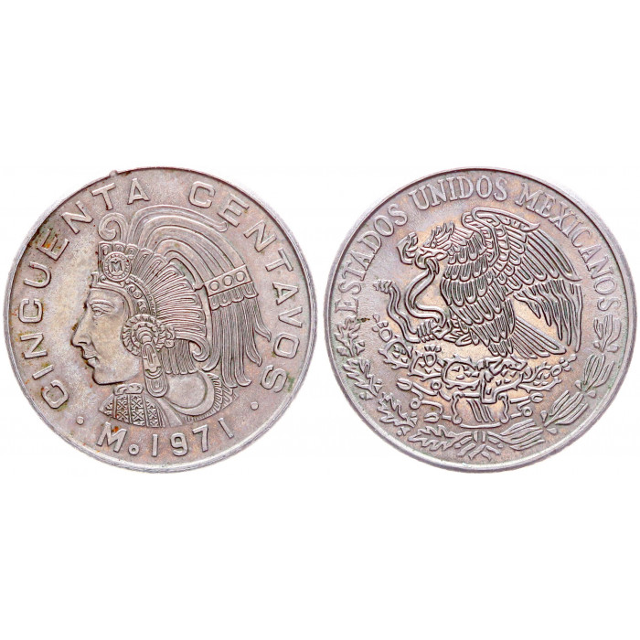 Мексика 50 Сентаво 1971 Mo год XF KM# 452 Куаутемок