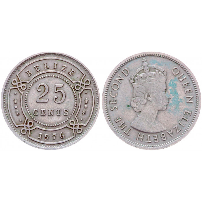 Белиз 25 Центов 1976 год XF KM# 36 Елизавета II