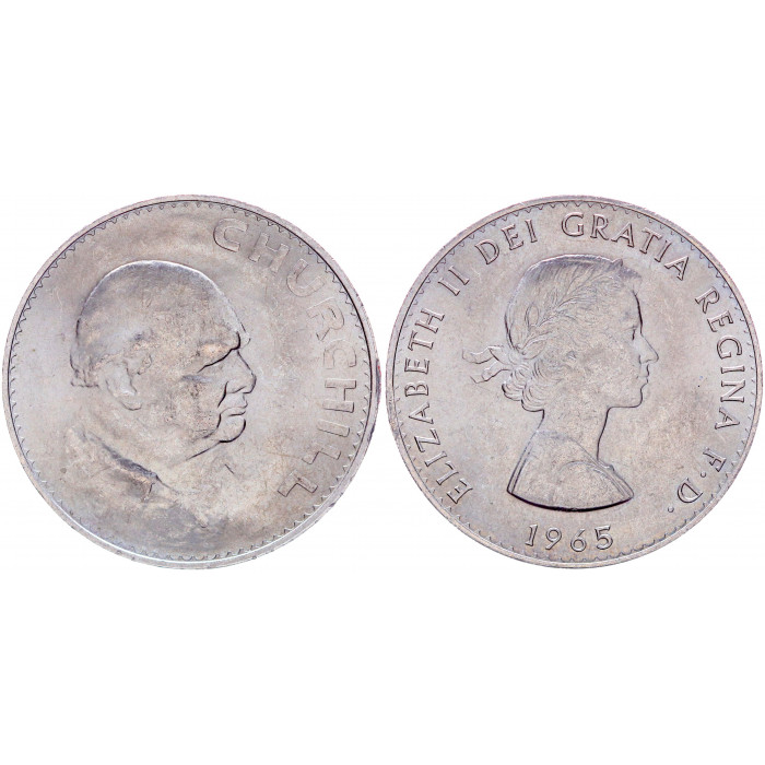 Великобритания 1 Крона 1965 год UNC KM# 910 Смерть премьер-министра Уинстона Черчилля В фирменной капсуле
