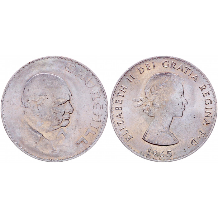Великобритания 1 Крона 1965 год UNC KM# 910 Смерть премьер-министра Уинстона Черчилля В фирменной капсуле
