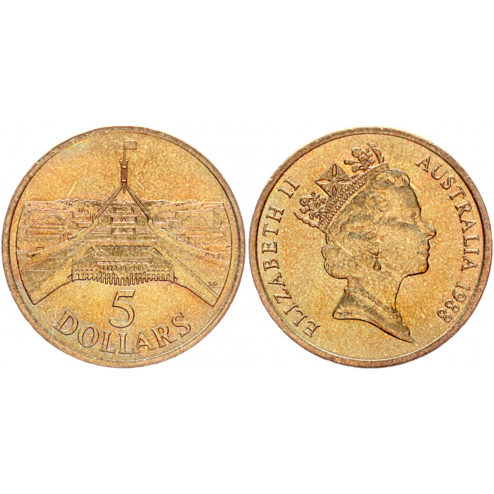 Австралия 5 долларов 1988 год Елизавета II Здание парламента UNC KM#102