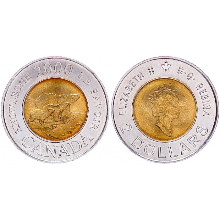 Канада 2 доллара 2000 год Елизавета II Путь к знанию UNC KM# 399