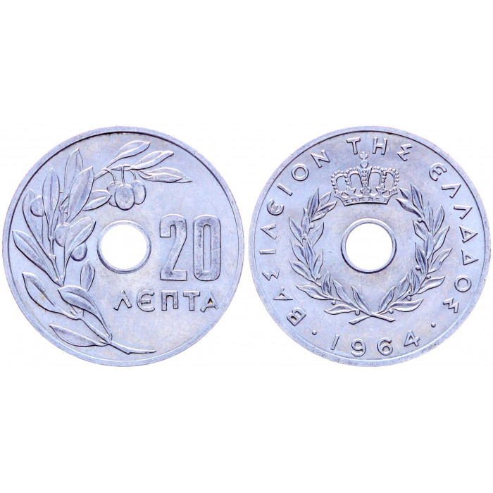 Греция 20 лепт 1964 год UNC KM# 79