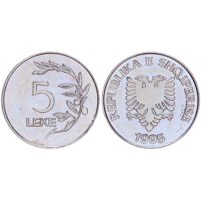 Албания 5 лек 1995 год UNC KM# 76
