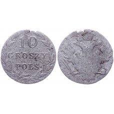10 грошей 1830 KG Польша Серебро ( R1 ) F KM# 113 Николай 1