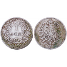 1 марка 1875 F Германия Серебро XF KM# 7 Вльгельм 1 