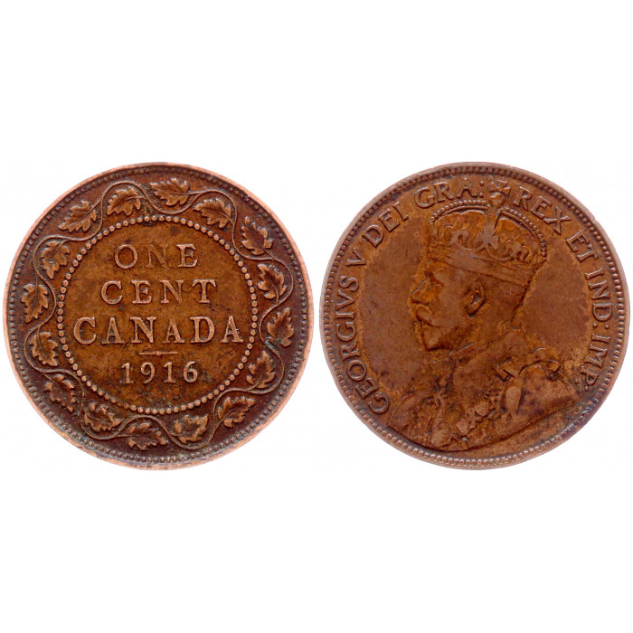 1 цент 1916 Канада XF KM# 21  Георг 5. 