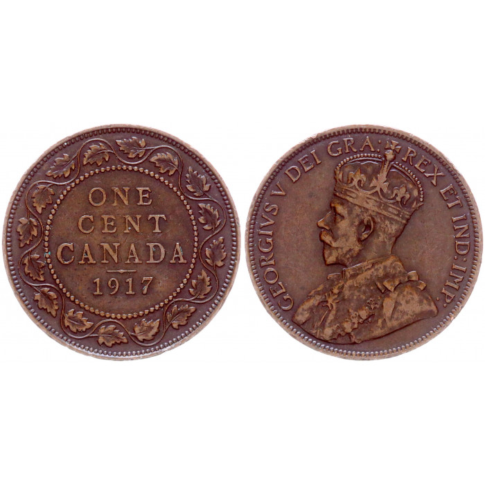 1 цент 1917 Канада XF+ KM# 21  Георг 5. 