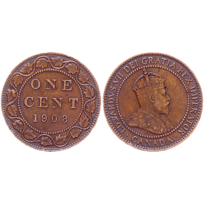 1 цент 1908 Канада XF+ KM# 8  Эдуард 7. 