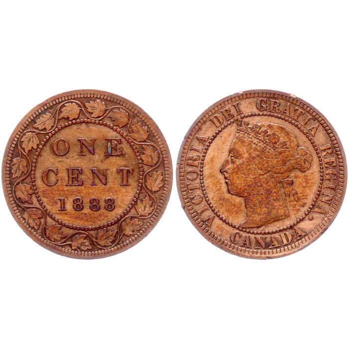 1 цент 1888 Канада aUNC KM# 7  Королева Виктория. 