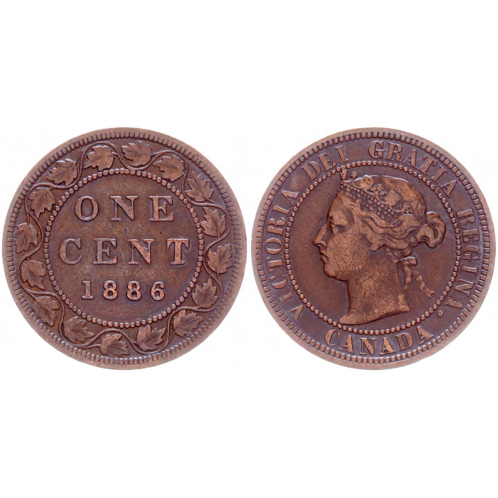1 цент 1886 Канада XF+ KM# 7  Королева Виктория. 