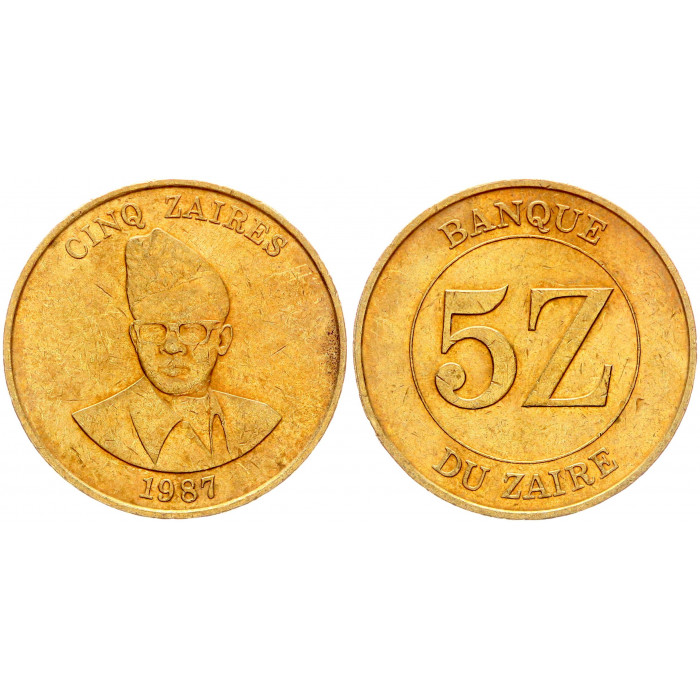 5 заиров 1987 Заир. XF KM# 14 