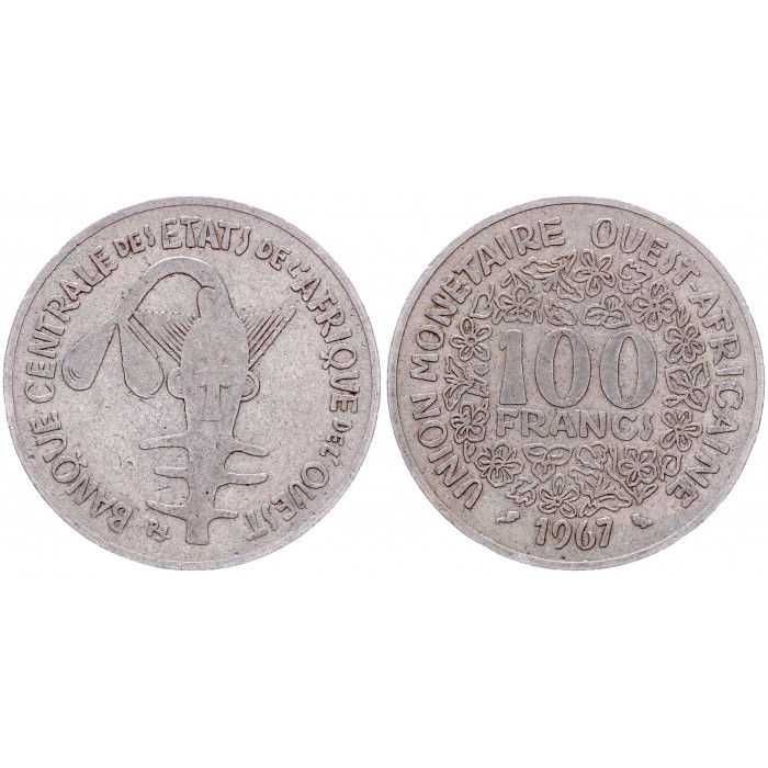 100 франков 1967 Французская Западная Африка XF KM # 4. 