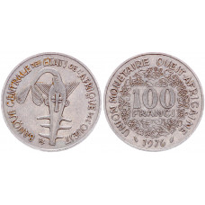 100 франков 1976 Французская Западная Африка XF KM # 4. 
