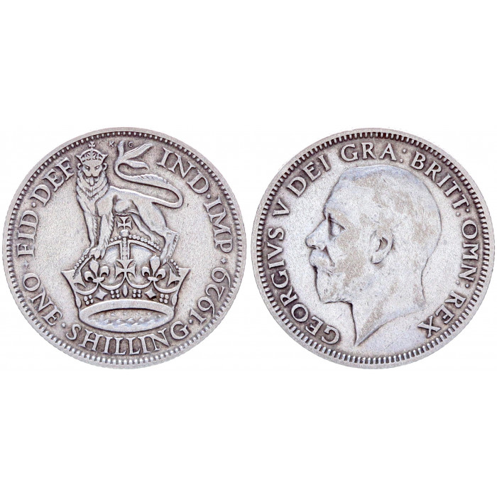 1 шиллинг 1929 Великобритания XF KM# 833 Георг 5.  Серебро.   