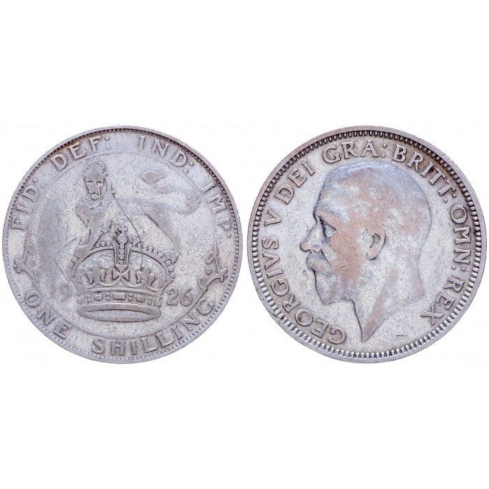 1 шиллинг 1926 Великобритания VF KM# 816a Георг 5.  Серебро.   