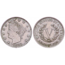 США 5 центов 1883 год Liberti Nickel без слова "cent". Первый год чеканки. AU-UNC. KM# 111 Редкость!