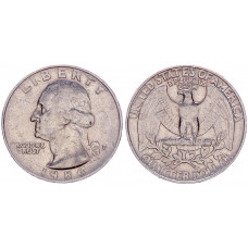 США 25 центов 1986 P год XF. KM# 164a.