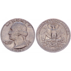 США 25 центов 1982 D год XF. KM# 164a.