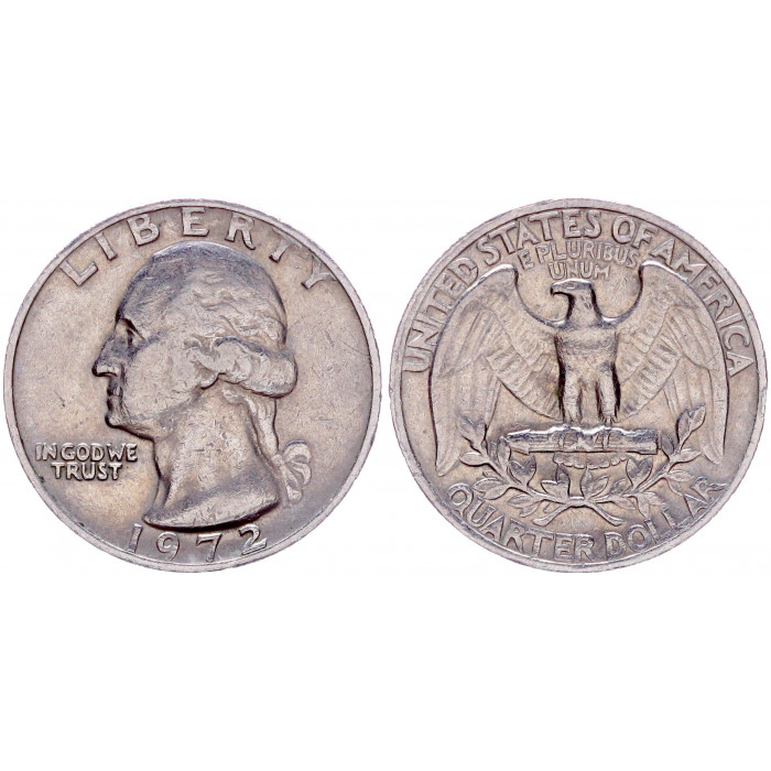 США 25 центов 1972 год XF. KM# 164a.
