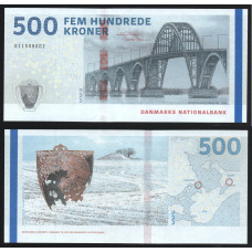 Дания 500 крон 2009  ( 2019 ) год ND P# 68. Номер 0115080D 2 подп. 1 UNC - ПРЕСС