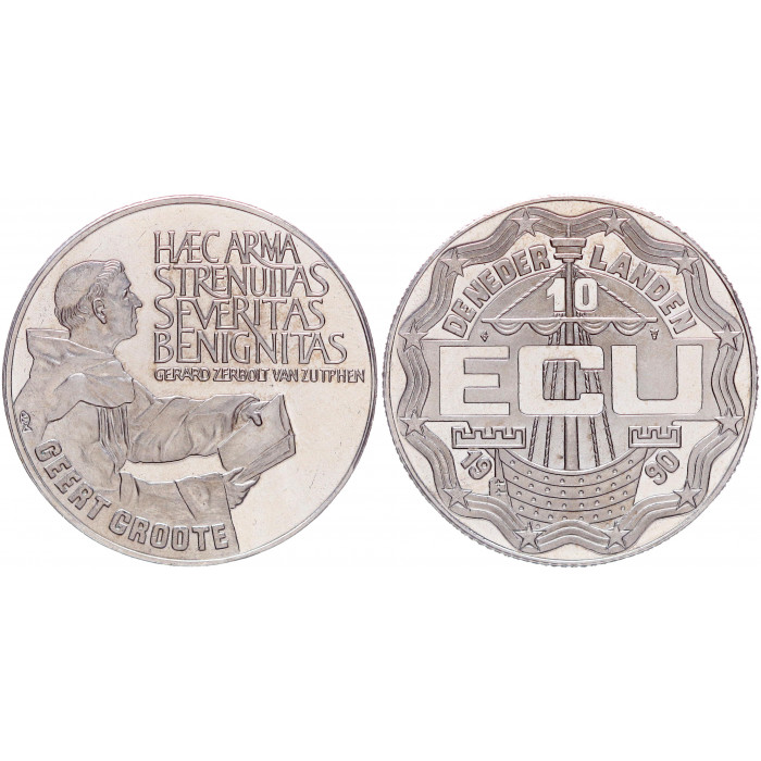 Нидерланды 10 экю 1990 год Герт Гроте 1 X# 27 UNC