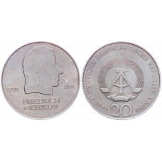 ГДР 20 марок 1972 Фридрих фон Шиллер KM# 40. XF