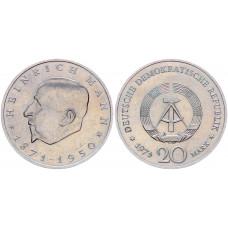 ГДР 20 марок 1971 год 100 лет со Дня Рождения Генриха Манна KM# 33  UNC